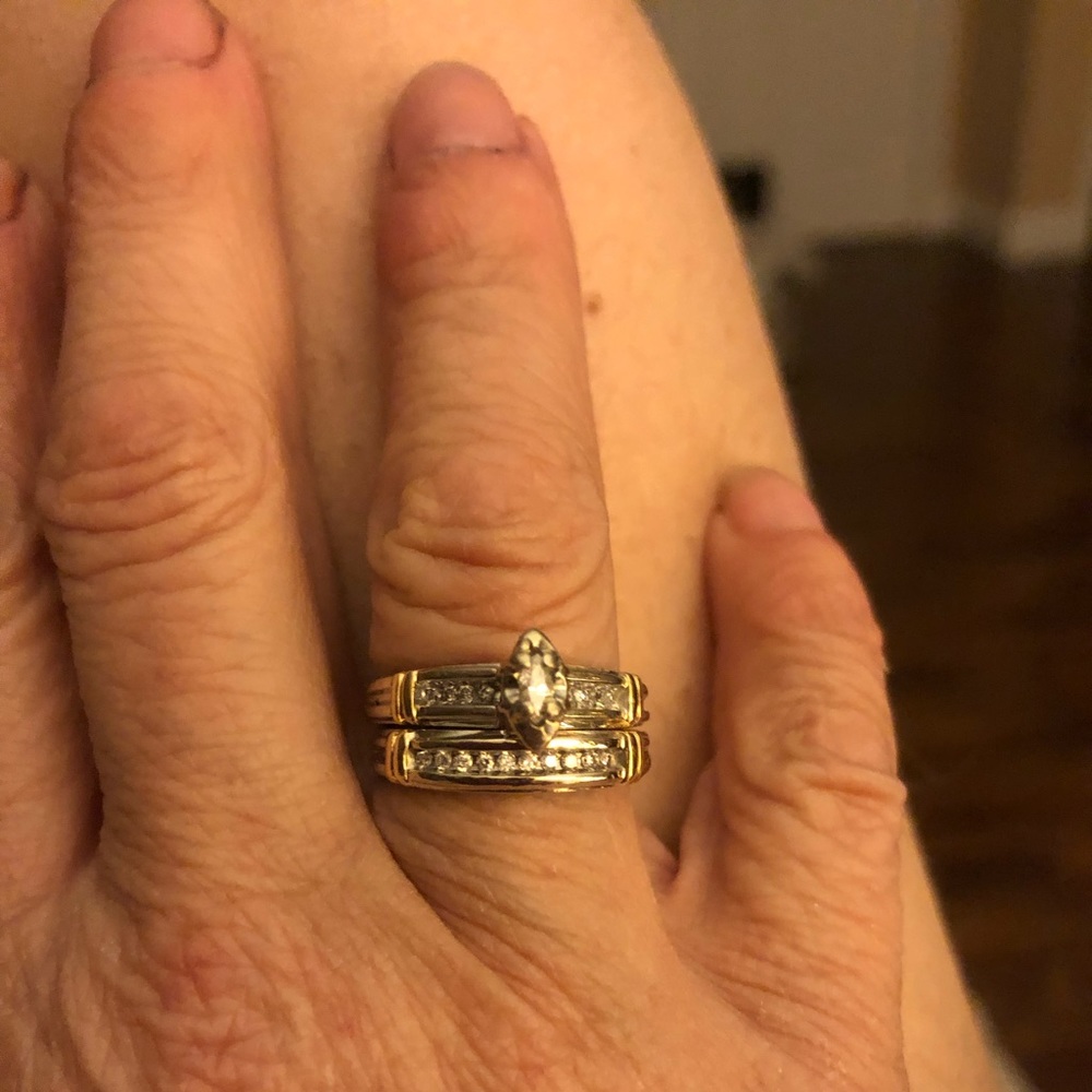 14k natural diamond engagement/wedding ring set - Picture 3 of 6